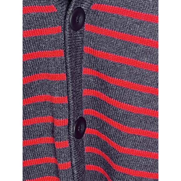 Express Cardigan Sweater Men’s Size Large Grey Red Striped V-neck Button Up - Picture 5 of 9